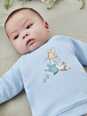JoJo Maman Bébé Blue Peter Rabbit Appliqué Sweatshirt & Trousers Baby Set - Image 3 of 9