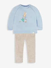 JoJo Maman Bébé Blue Peter Rabbit Appliqué Sweatshirt & Trousers Baby Set - Image 4 of 9