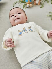 JoJo Maman Bébé Blue Peter Rabbit Appliqué Wrap Top & Cosy Trousers Baby Set - Image 2 of 8