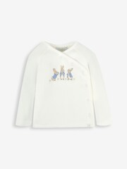 JoJo Maman Bébé Blue Peter Rabbit Appliqué Wrap Top & Cosy Trousers Baby Set - Image 4 of 8