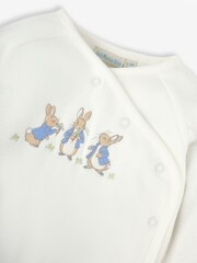 JoJo Maman Bébé Blue Peter Rabbit Appliqué Wrap Top & Cosy Trousers Baby Set - Image 8 of 8