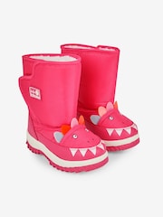 JoJo Maman Bébé Fuchsia Girls' Dino Snow Boots - Image 1 of 5
