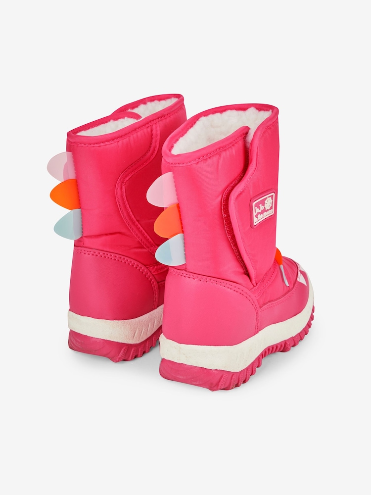 JoJo Maman Bébé Fuchsia Girls' Dino Snow Boots - Image 2 of 5
