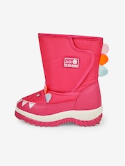JoJo Maman Bébé Fuchsia Girls' Dino Snow Boots - Image 3 of 5