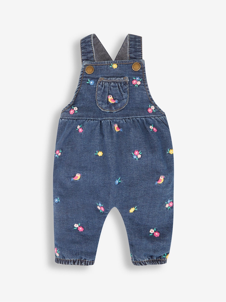 JoJo Maman Bébé Chambray Bird & Flower Embroidered Dungarees - Image 1 of 3 JoJo Maman Bébé Chambray Bird & Flower Embroidered Dungarees - Image 1 of 3