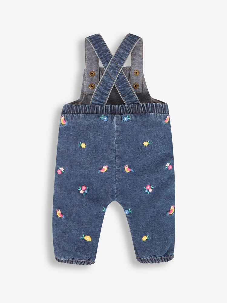 JoJo Maman Bébé Chambray Bird & Flower Embroidered Dungarees - Image 2 of 3 JoJo Maman Bébé Chambray Bird & Flower Embroidered Dungarees - Image 2 of 3