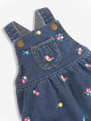 JoJo Maman Bébé Chambray Bird & Flower Embroidered Dungarees - Image 3 of 3