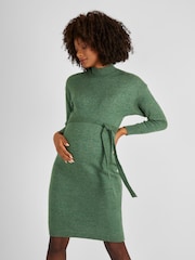 JoJo Maman Bébé Green Turtle Neck Knitted Maternity Dress - Image 2 of 4