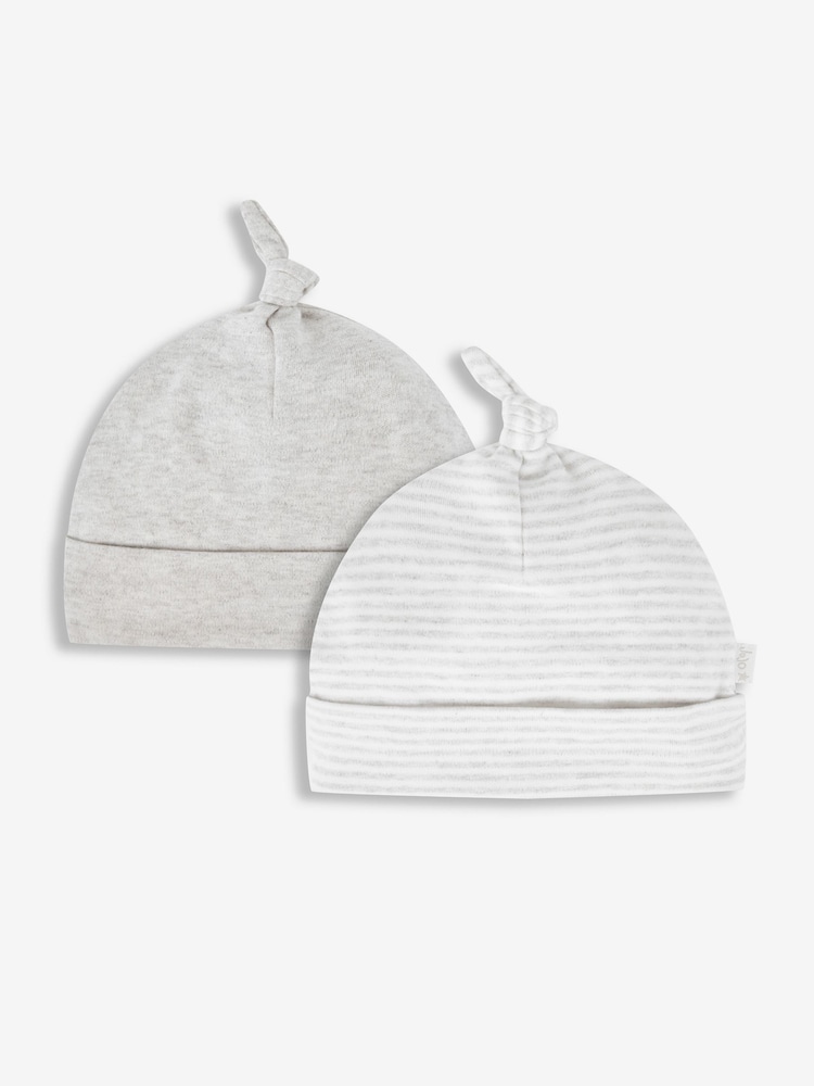 JoJo Maman Bébé White 2-Pack Baby Hats - Image 1 of 5
