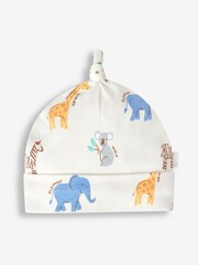 JoJo Maman Bébé Cream Safari Print Cotton Baby Hat - Image 1 of 2