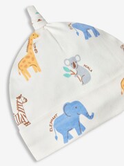 JoJo Maman Bébé Cream Safari Print Cotton Baby Hat - Image 2 of 2