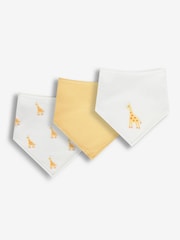 JoJo Maman Bébé Yellow Giraffe 3-Pack Cotton Baby Dribble Bibs - Image 1 of 4