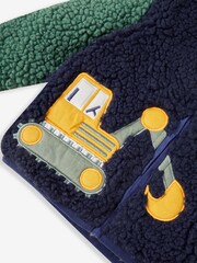 JoJo Maman Bébé Navy Blue Digger Lined Teddy Fleece - Image 5 of 5