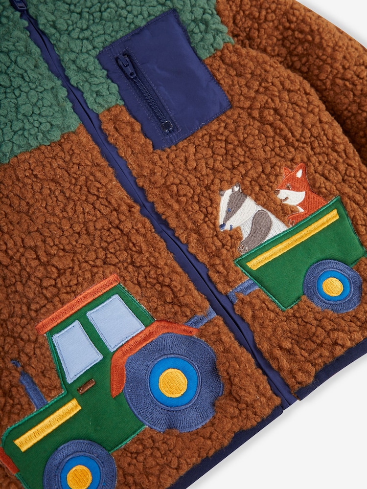 JoJo Maman Bébé Mustard Yellow Tractor Teddy Fleece - Image 3 of 3