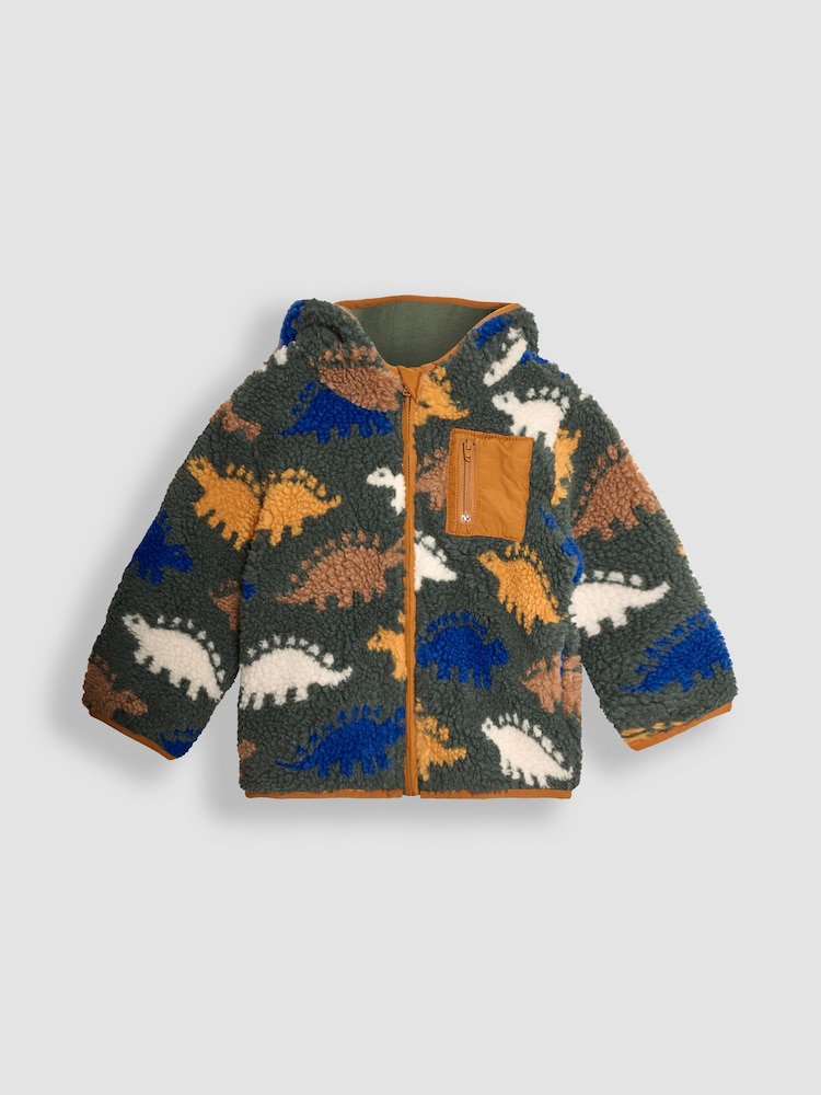 JoJo Maman Bébé Khaki Green Stegosaurus Printed Fleece - Image 3 of 6
