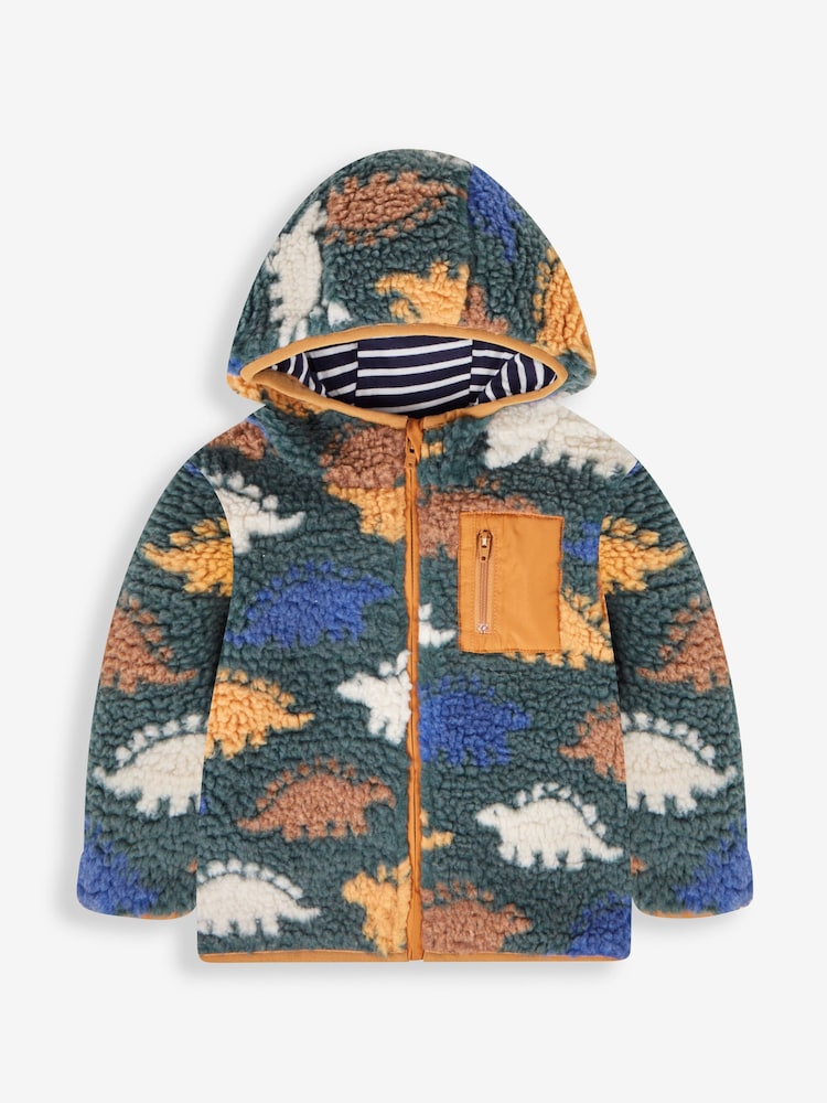 JoJo Maman Bébé Khaki Green Stegosaurus Printed Fleece - Image 4 of 6