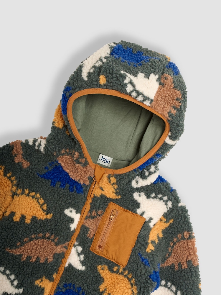 Khakigrün mit Stegosaurus - JoJo Maman Bébé Zip Up Lined Teddy Fleece - Bild 6 von 6 Khakigrün mit Stegosaurus - JoJo Maman Bébé Zip Up Lined Teddy Fleece - Bild 6 von 6