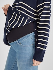 JoJo Maman Bébé Navy Stripe Collared Maternity & Nursing Jumper - Image 3 of 4