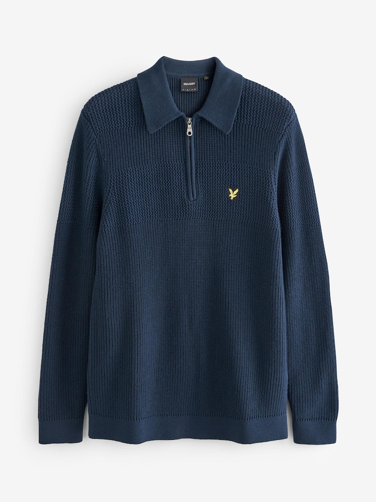 Lyle & Scott Textured Polo Heavy Knitted Jumper - Image 1 of 4