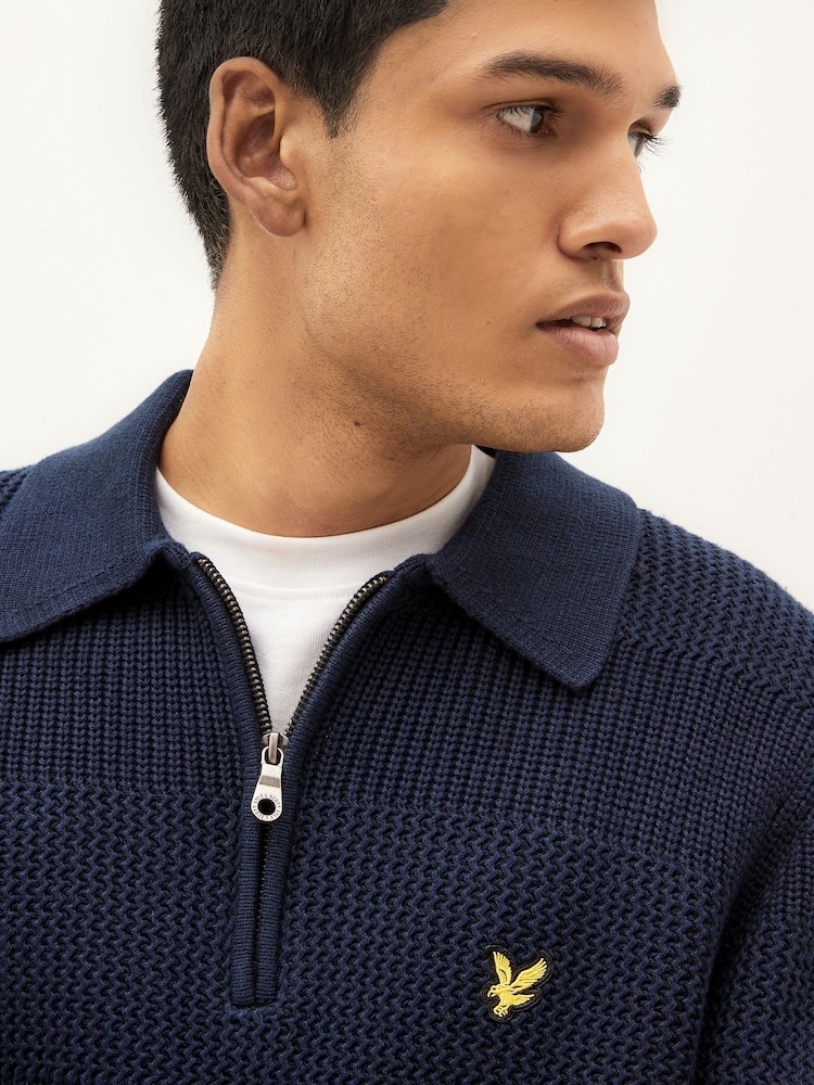 Lyle & Scott Textured Polo Heavy Knitted Jumper - Image 4 of 4