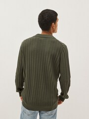Lyle & Scott Green 1874 Vintage Cable Knitted Polo Jumper - Image 2 of 5