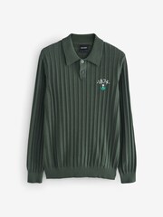 Lyle & Scott Green 1874 Vintage Cable Knitted Polo Jumper - Image 4 of 5