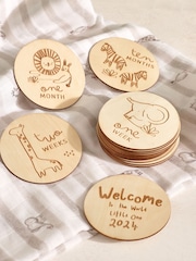 Natural Wooden Baby Milestone Cards - Image 1 of 2