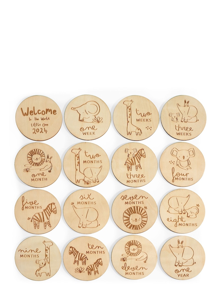 Natural Wooden Baby Milestone Cards - Image 2 of 2