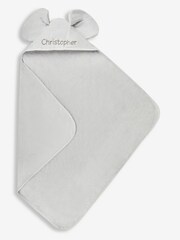JoJo Maman Bébé Personalised Grey Elephant Hooded Towel - Image 2 of 4