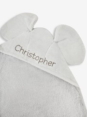 JoJo Maman Bébé Personalised Grey Elephant Hooded Towel - Image 4 of 4