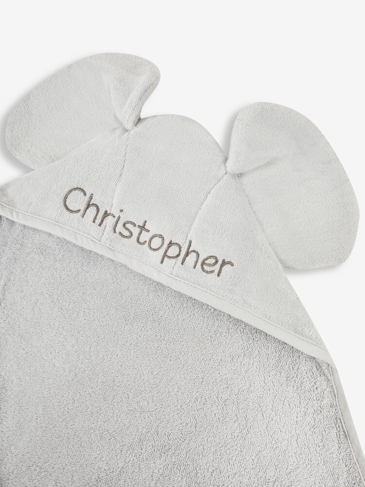 JoJo Maman Bébé Personalised Grey Elephant Hooded Towel - Image 4 of 4