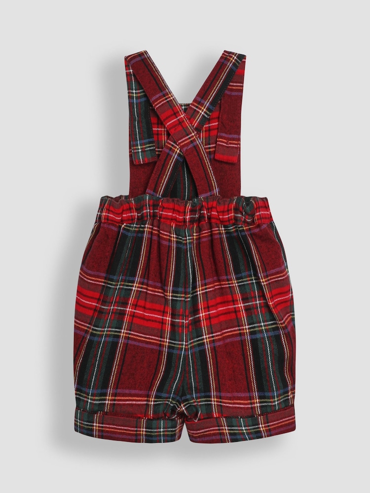 JoJo Maman Bébé Red Tartan Dungarees & Body Set - Image 3 of 4