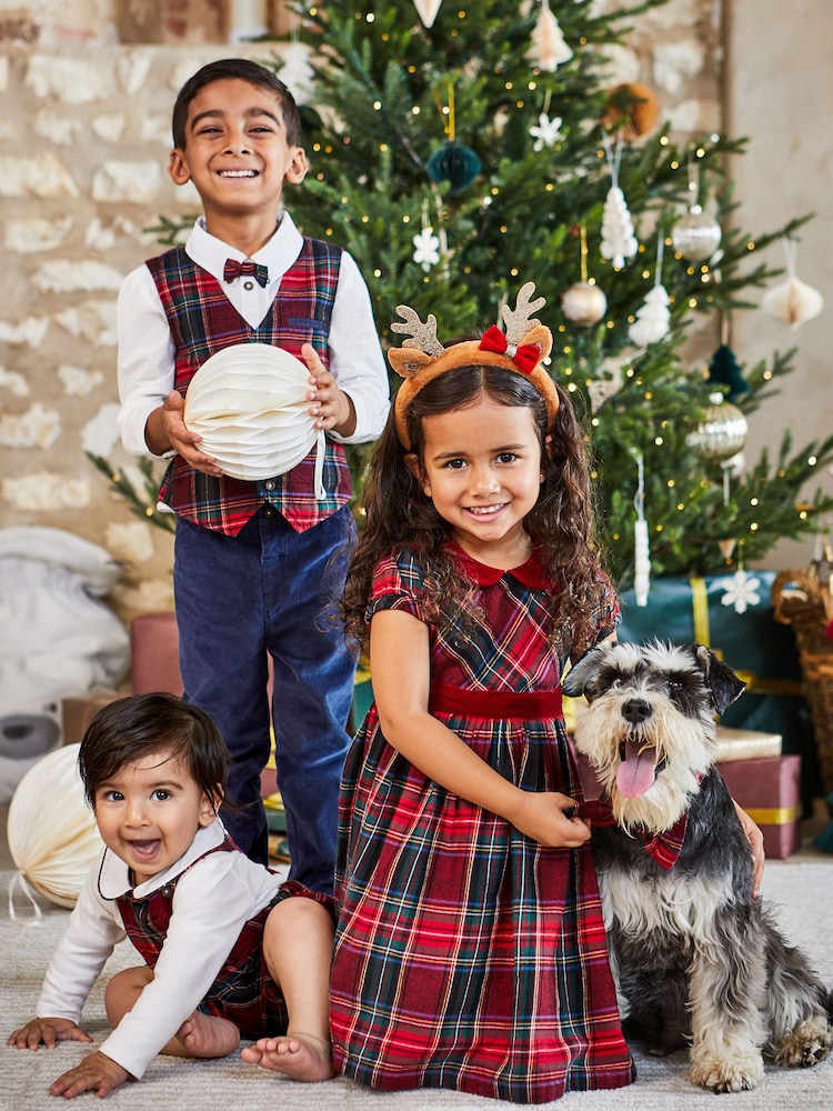 JoJo Maman Bébé Red Tartan Dog Bow Tie - Image 1 of 5
