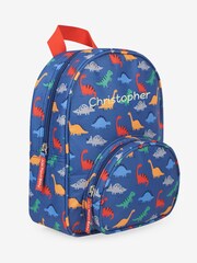 JoJo Maman Bébé Blue Dino Printed Toddler Backpack - Image 4 of 5