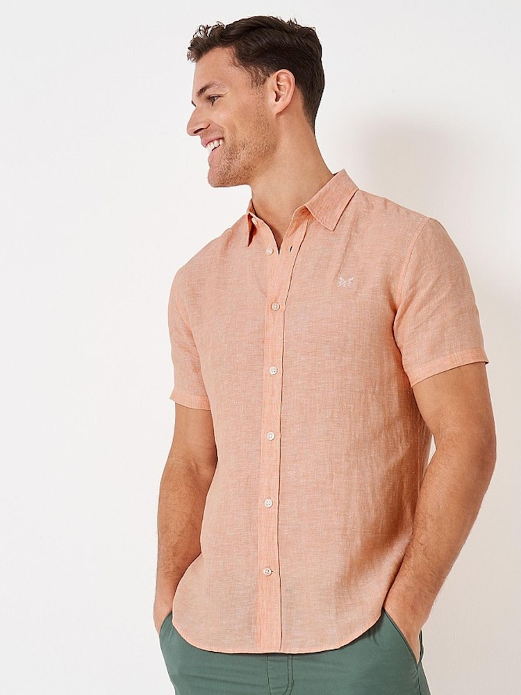 Crew Clothing Company Mid Light Pink Linen Classic Shirt - Image 1 of 1