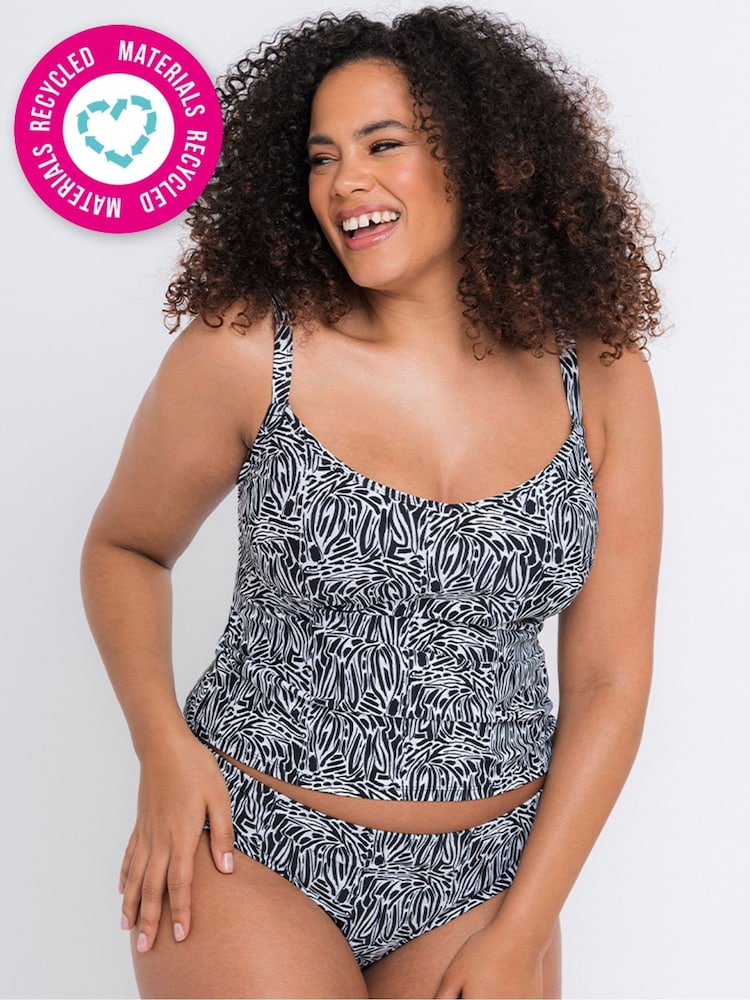 Curvy Kate Print Sundown Black Tankini - Image 1 of 4