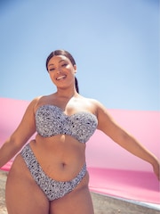 Curvy Kate Print Sundown Bandeau Black Bikini Top - Image 1 of 4