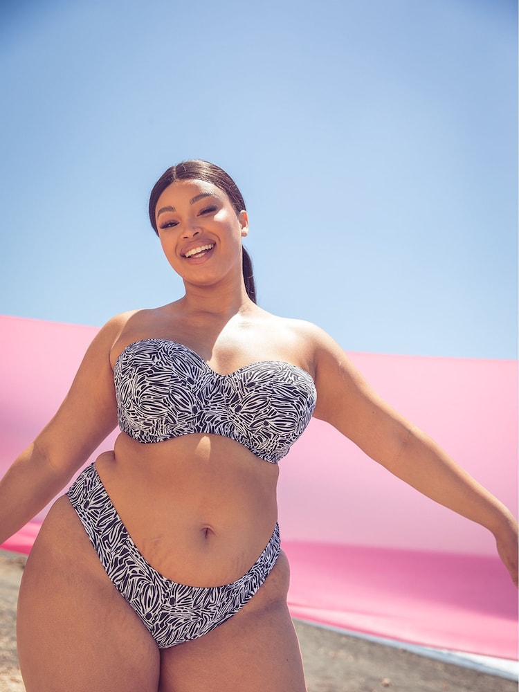Curvy Kate Print Sundown Bandeau Black Bikini Top - Image 1 of 4