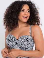 Curvy Kate Print Sundown Balcony Black Bikini Top - Image 1 of 1