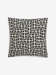 Monochrome 50 x 50cm Geometric Flock Large Oblong Cushion - Image 3 of 5