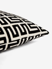 Monochrome 50 x 50cm Geometric Flock Large Oblong Cushion - Image 5 of 5