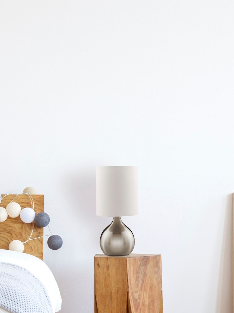 Searchlight Silver Lucerne Satin Touch Table Lamp - Image 1 of 3