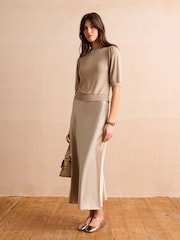 Mole Brown Cosy Short Sleeve Crew Neck Jumper - Image 2 of 6