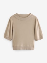 Mole Brown Cosy Short Sleeve Crew Neck Jumper - Image 5 of 6
