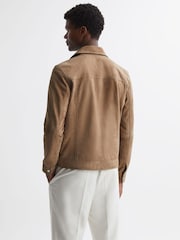 Reiss Taupe Ballina Suede Pocket Front Jacket - Image 4 of 5