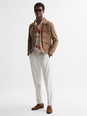Reiss Taupe Ballina Suede Pocket Front Jacket - Image 5 of 5