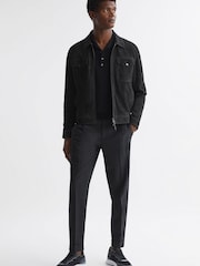 Reiss Slate Pike Suede Zip-Through Trucker Jacket - Image 3 of 4