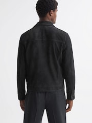 Reiss Slate Pike Suede Zip-Through Trucker Jacket - Image 4 of 4