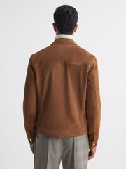 Reiss Tobacco Pike Suede Zip-Through Trucker Jacket - Image 5 of 5