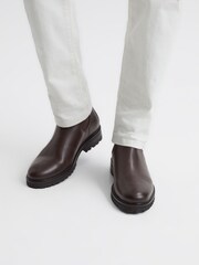 Reiss Chocolate Chiltern Leather Chelsea Boots - Image 1 of 1